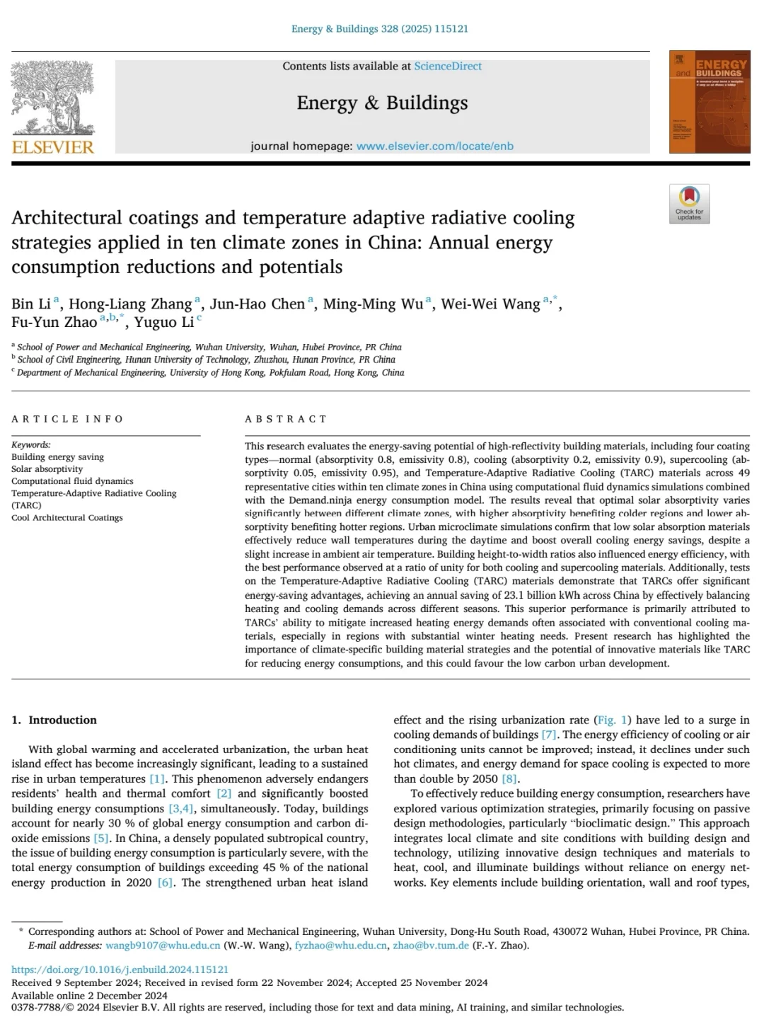 文献分享|绿色建筑-辐射冷却屋顶