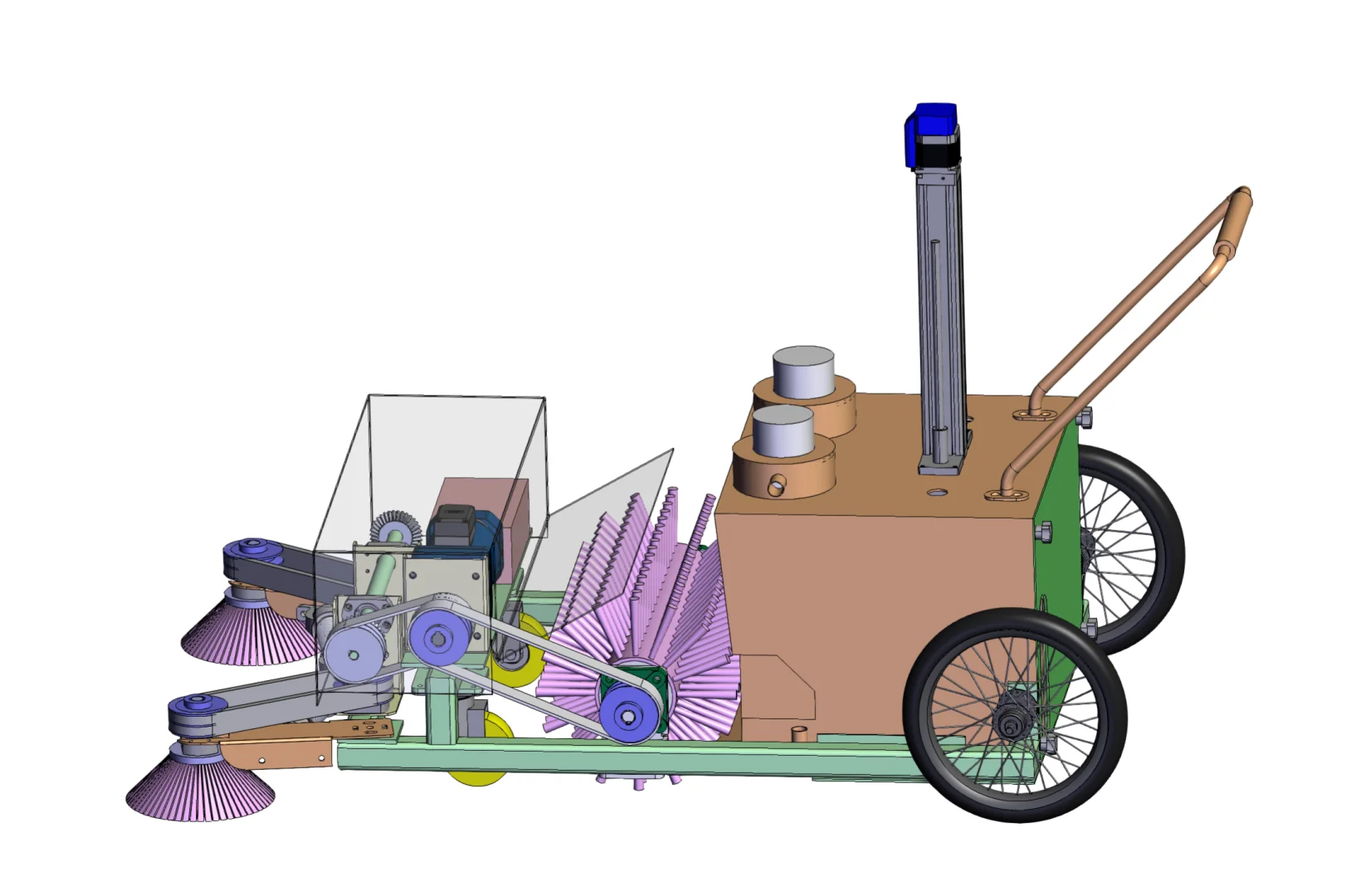 推动式路面垃圾清扫小车solidworks