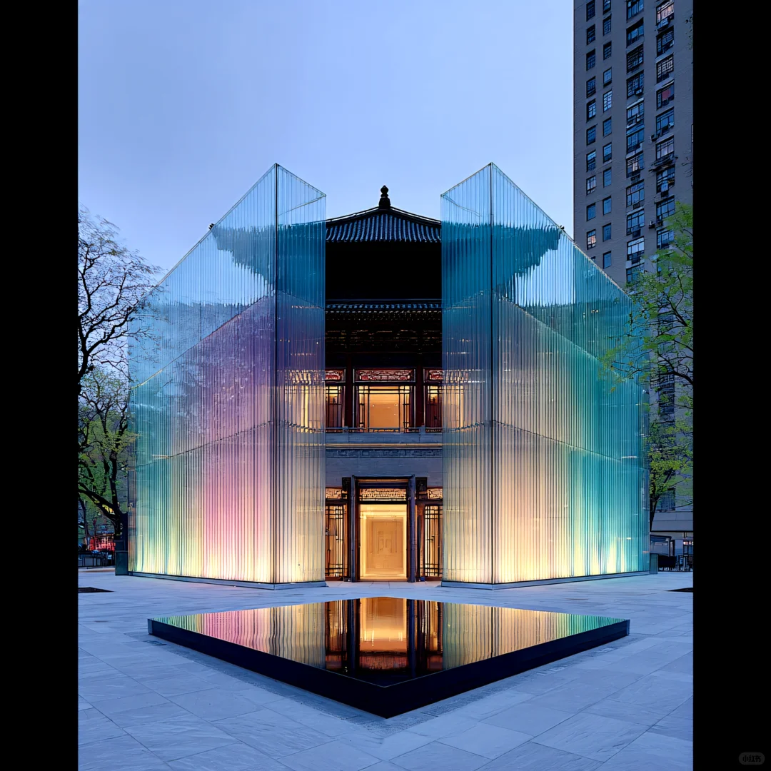 Midjourney|玻璃里的中式殿堂