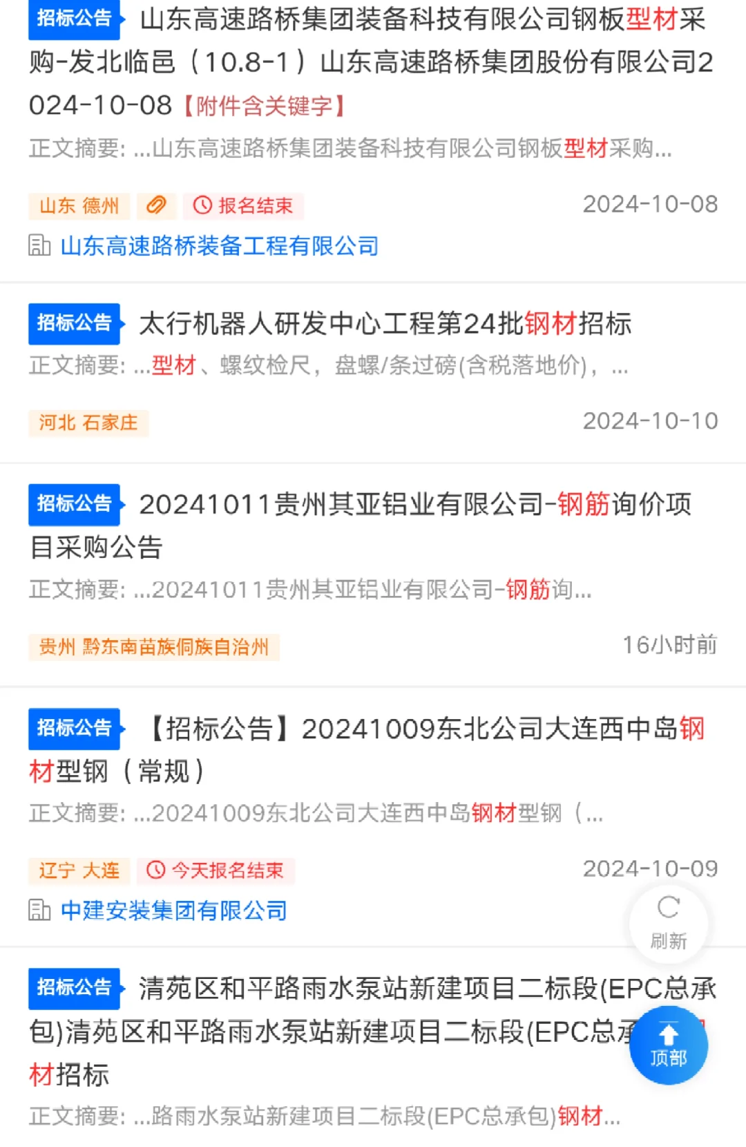 钢材型材 招标采购