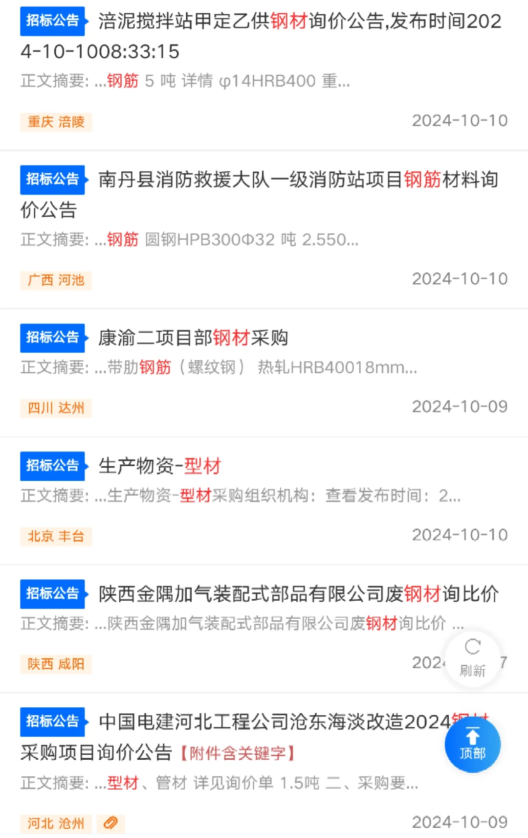 钢材型材 招标采购