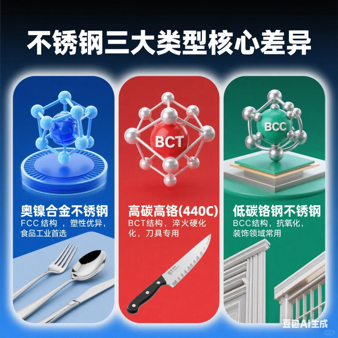 奥氏体、马氏体、铁素体不锈钢的区别