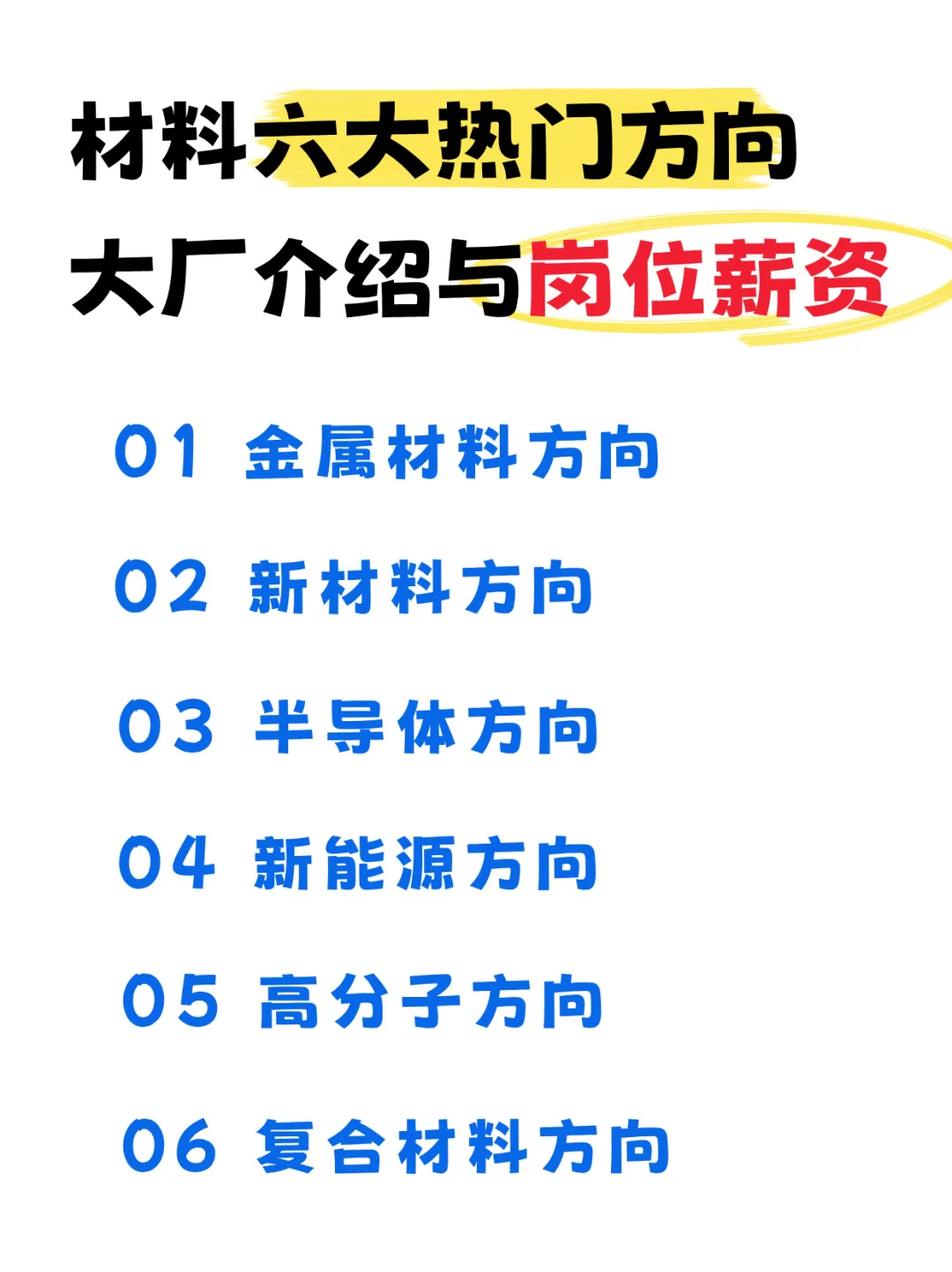 材料就业，热门研究方向，大厂岗位薪资揭秘