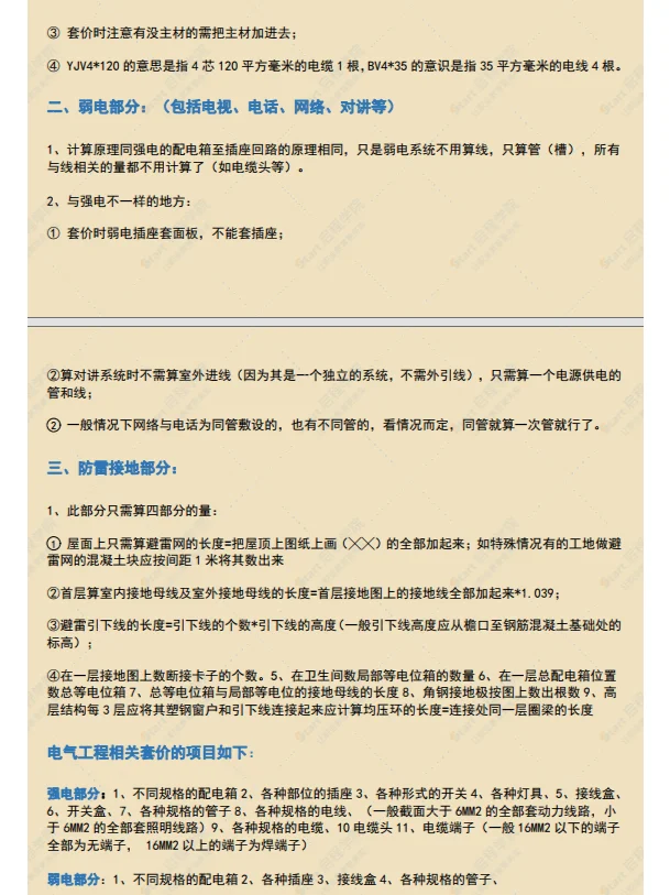 手算安装工程量【电气部分】