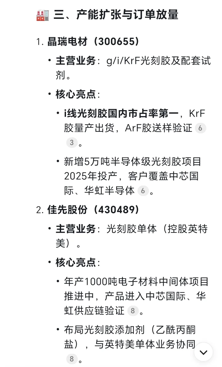 光刻胶相关公司