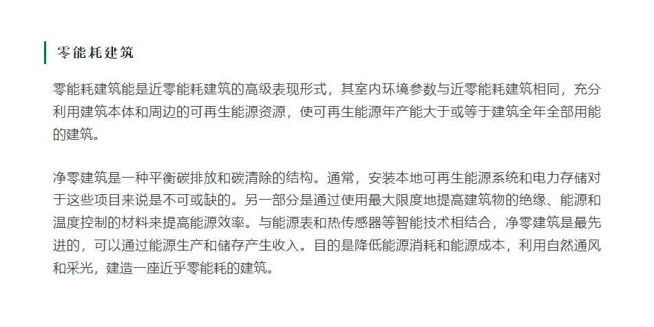 节能建筑、超低能耗建筑、零能耗建筑，