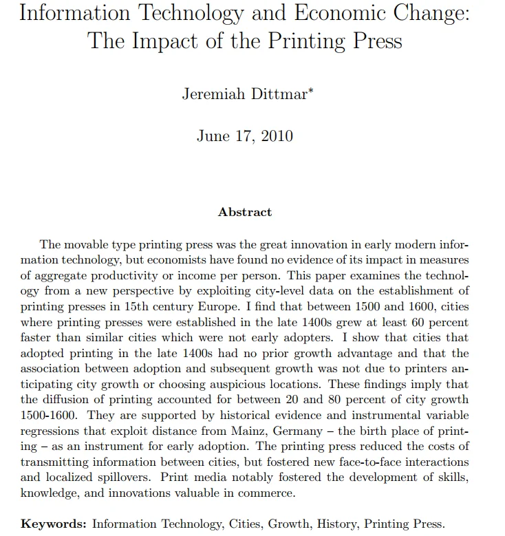 2.5. 信息技术与经济变革：印刷机的影响