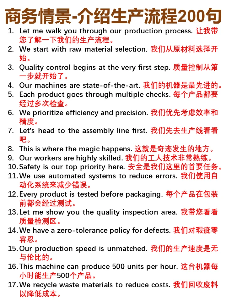 车间英语翻车现场：这200句生产流程说不清