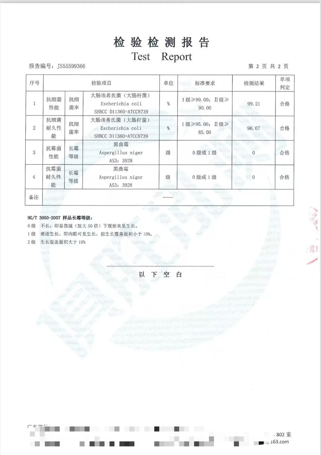 水性内墙漆抗菌防霉检测报告