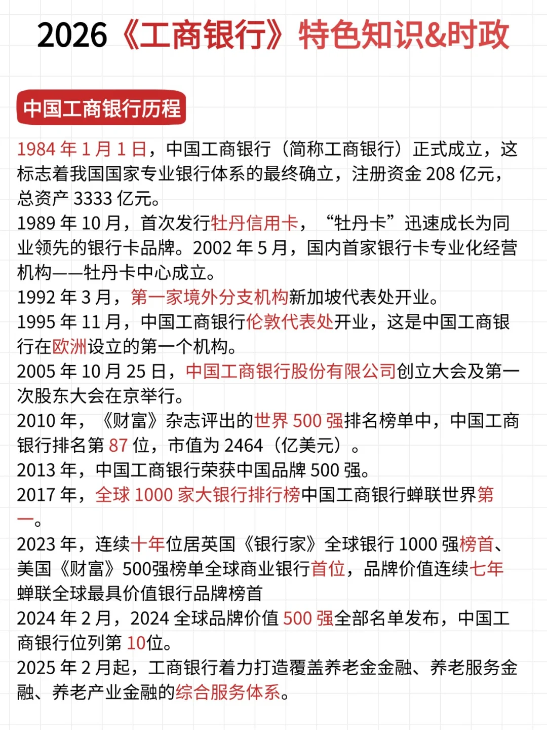 工行特色&时政速记，背完白捡10分