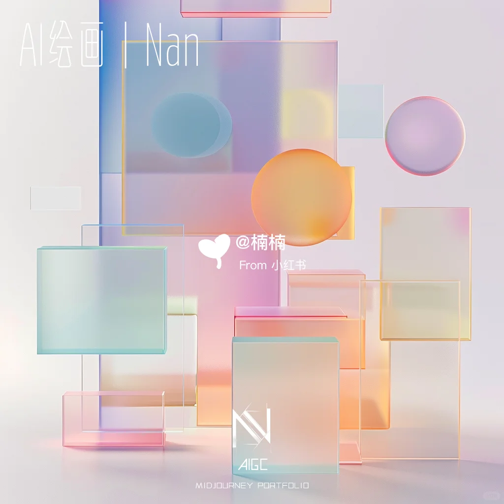 绝美渐变磨砂玻璃 ｜AI绘画