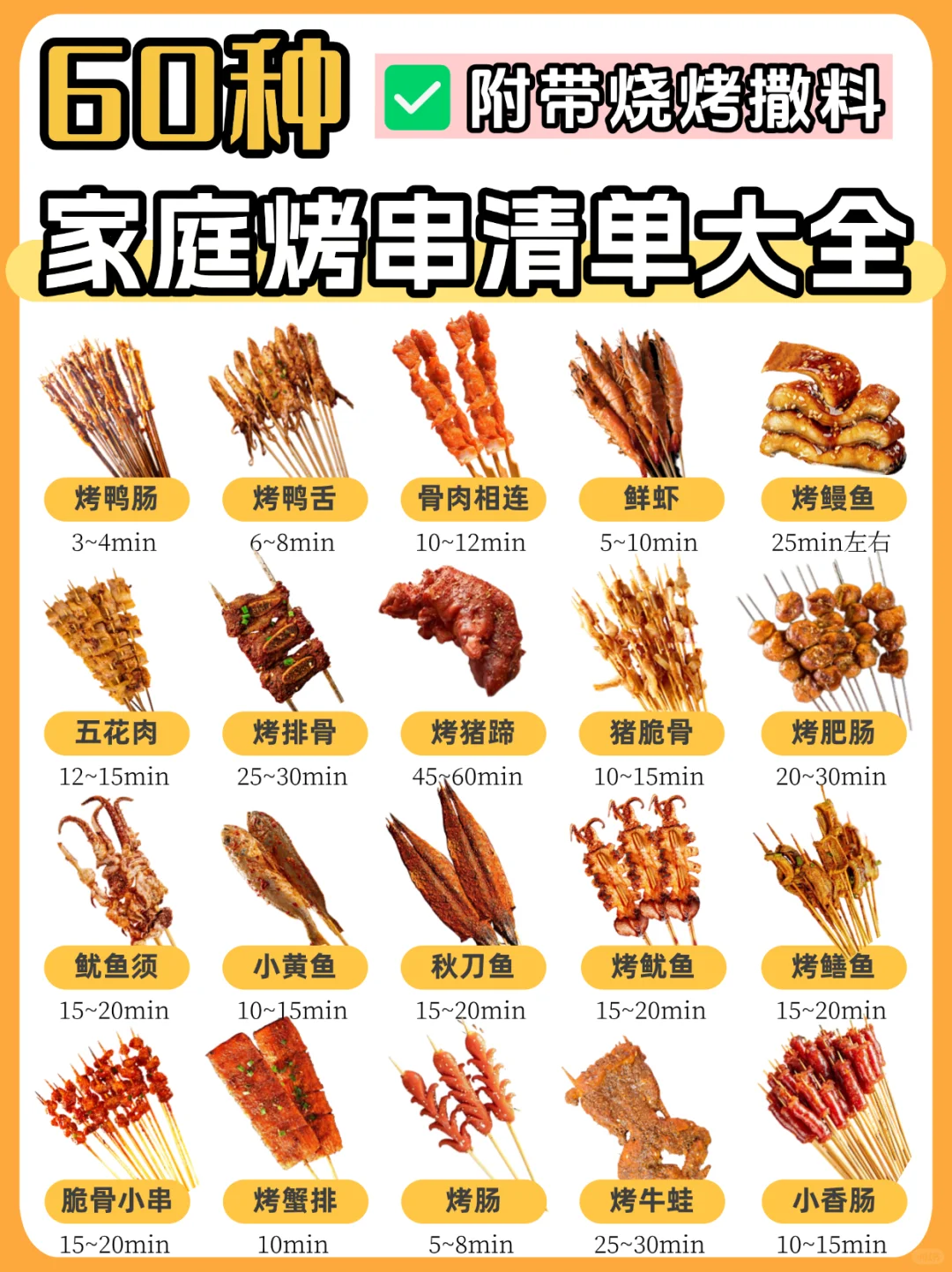 60种家庭烤串清单，超级好吃?