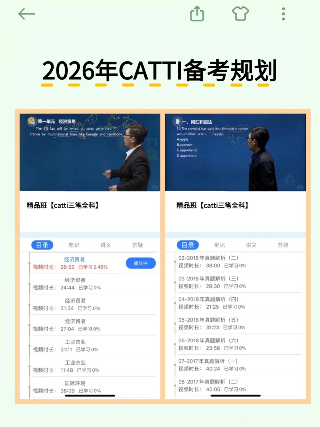 提醒一下：十月开始备考26年CATTI的强度