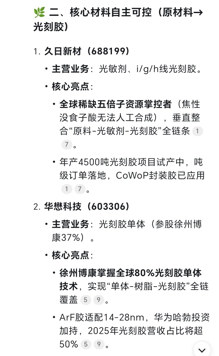 光刻胶相关公司