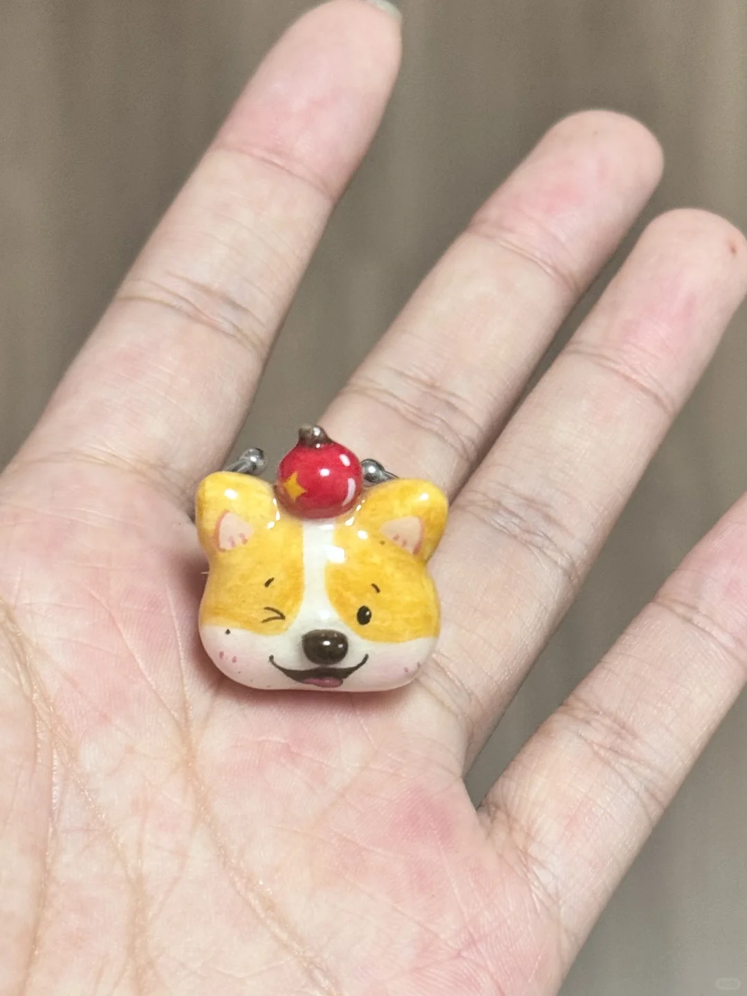 石塑粘土｜柯基??戒指