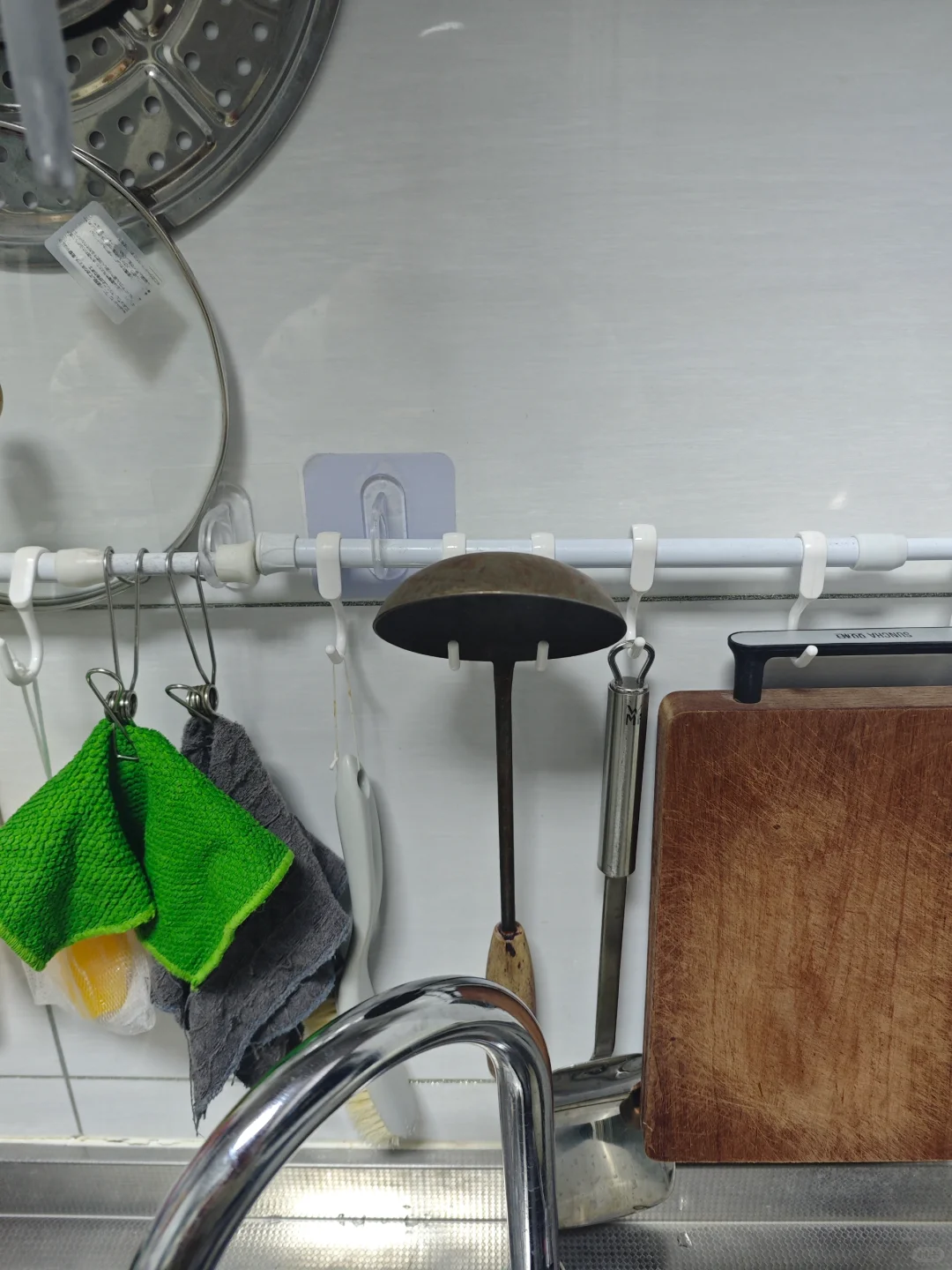 铁汤勺换成不锈钢了 不能挂的汤勺可以这样