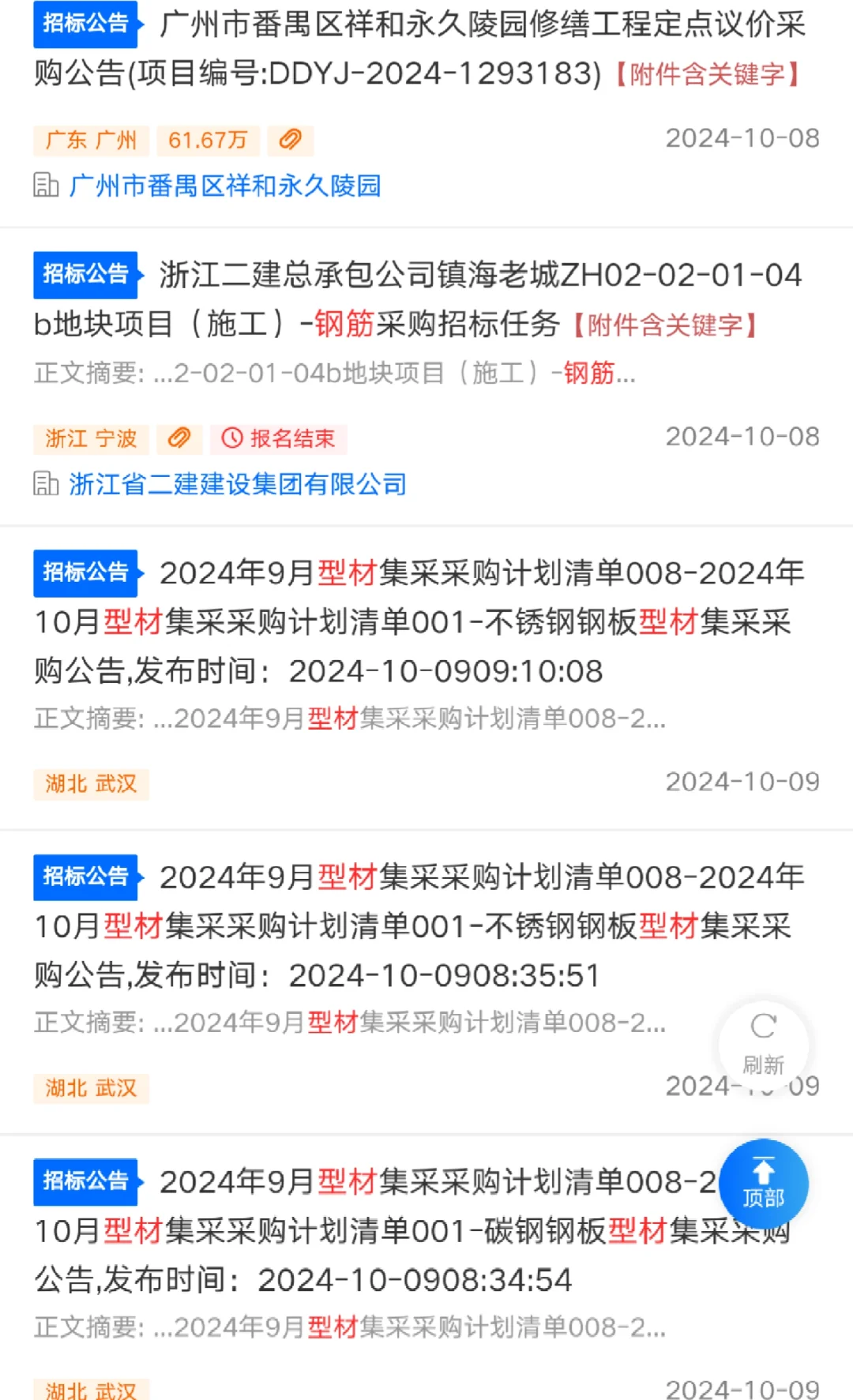 钢材型材 招标采购