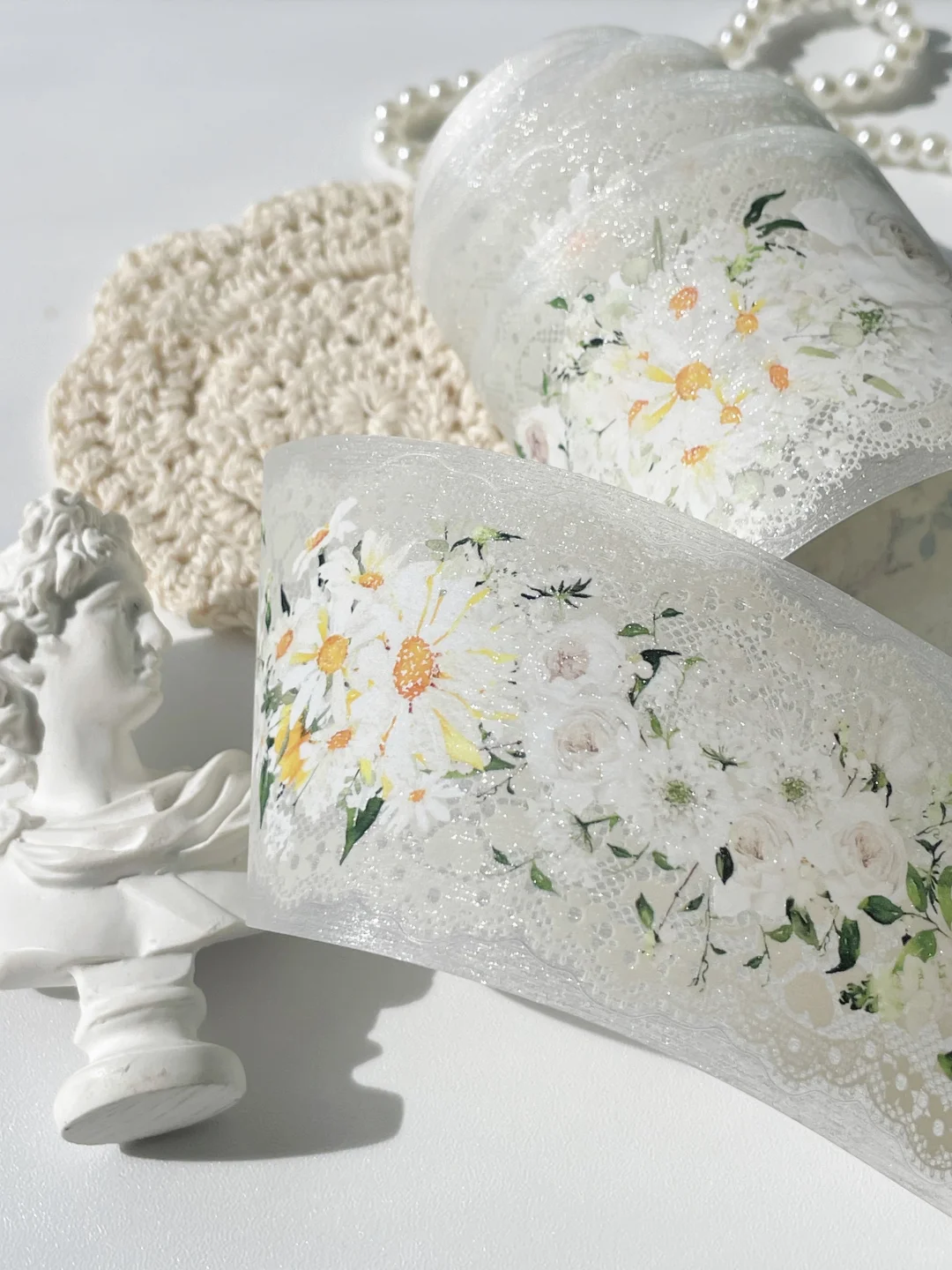 ? 击中少女心！拉丝银覆膜花花蕾丝胶带