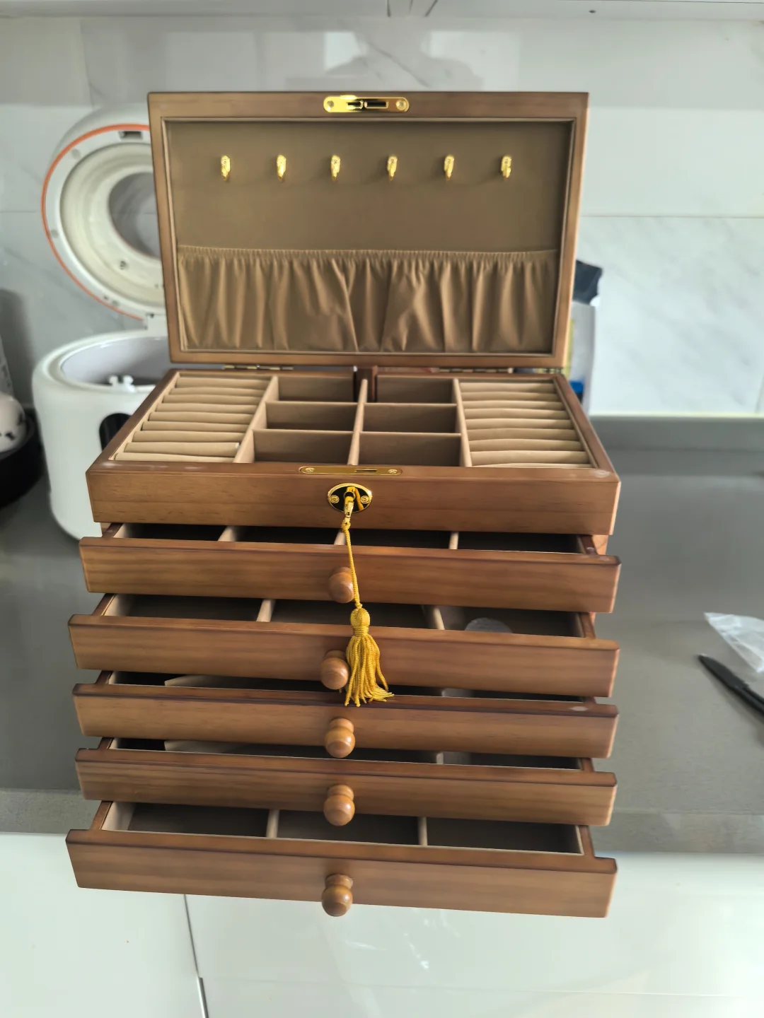 多层实木首饰盒，收纳仪式感拉满