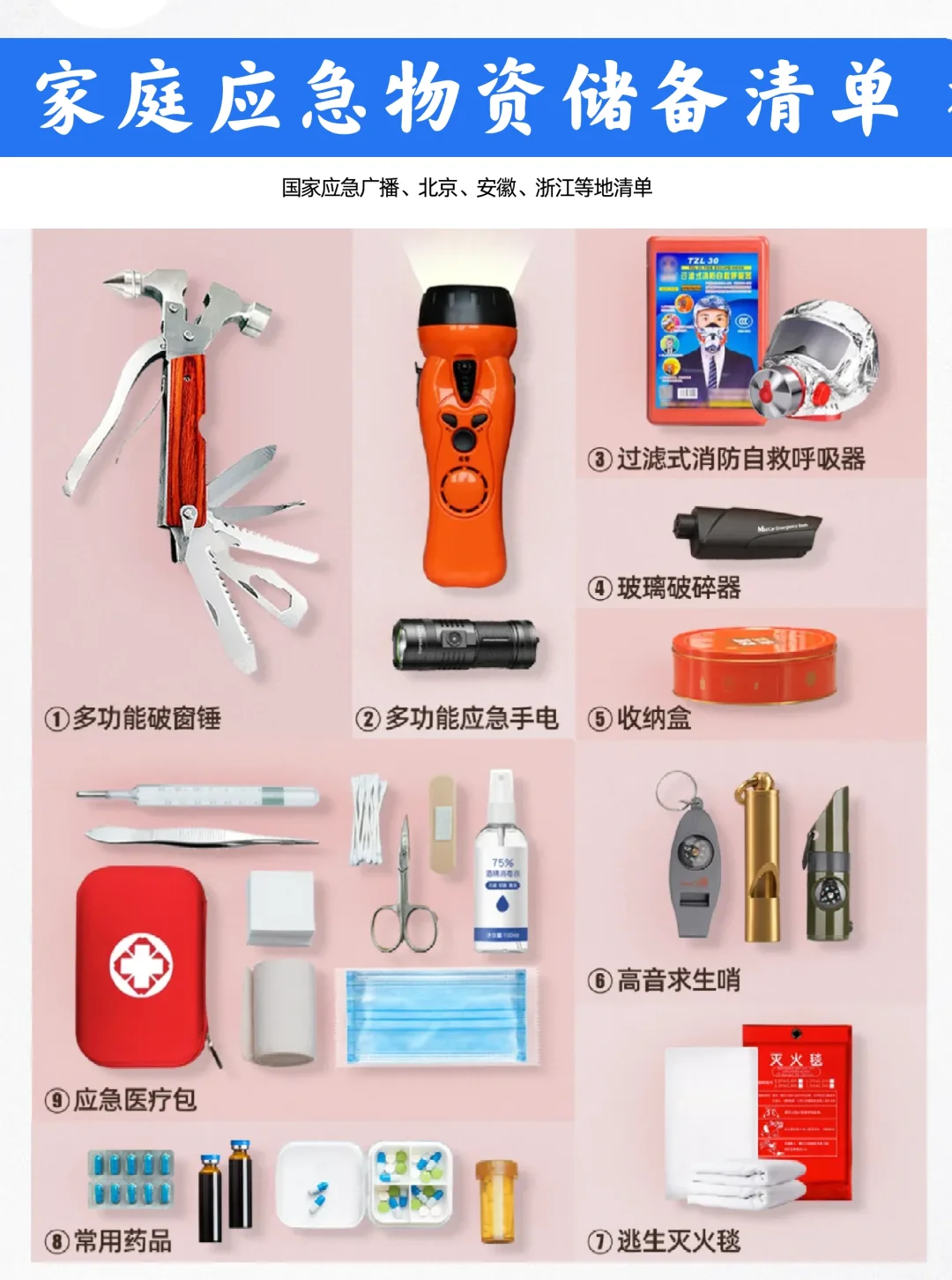 家庭应急物资|国家应急、各省官方推荐清单