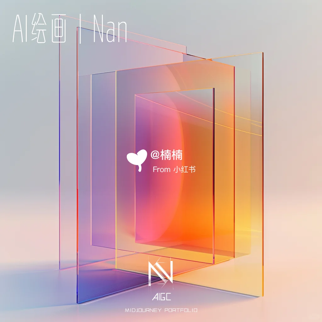 绝美渐变磨砂玻璃 ｜AI绘画