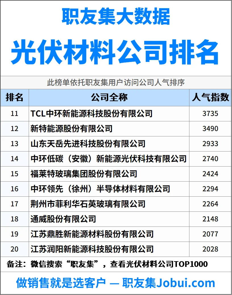 2025年中国光伏材料公司排行榜