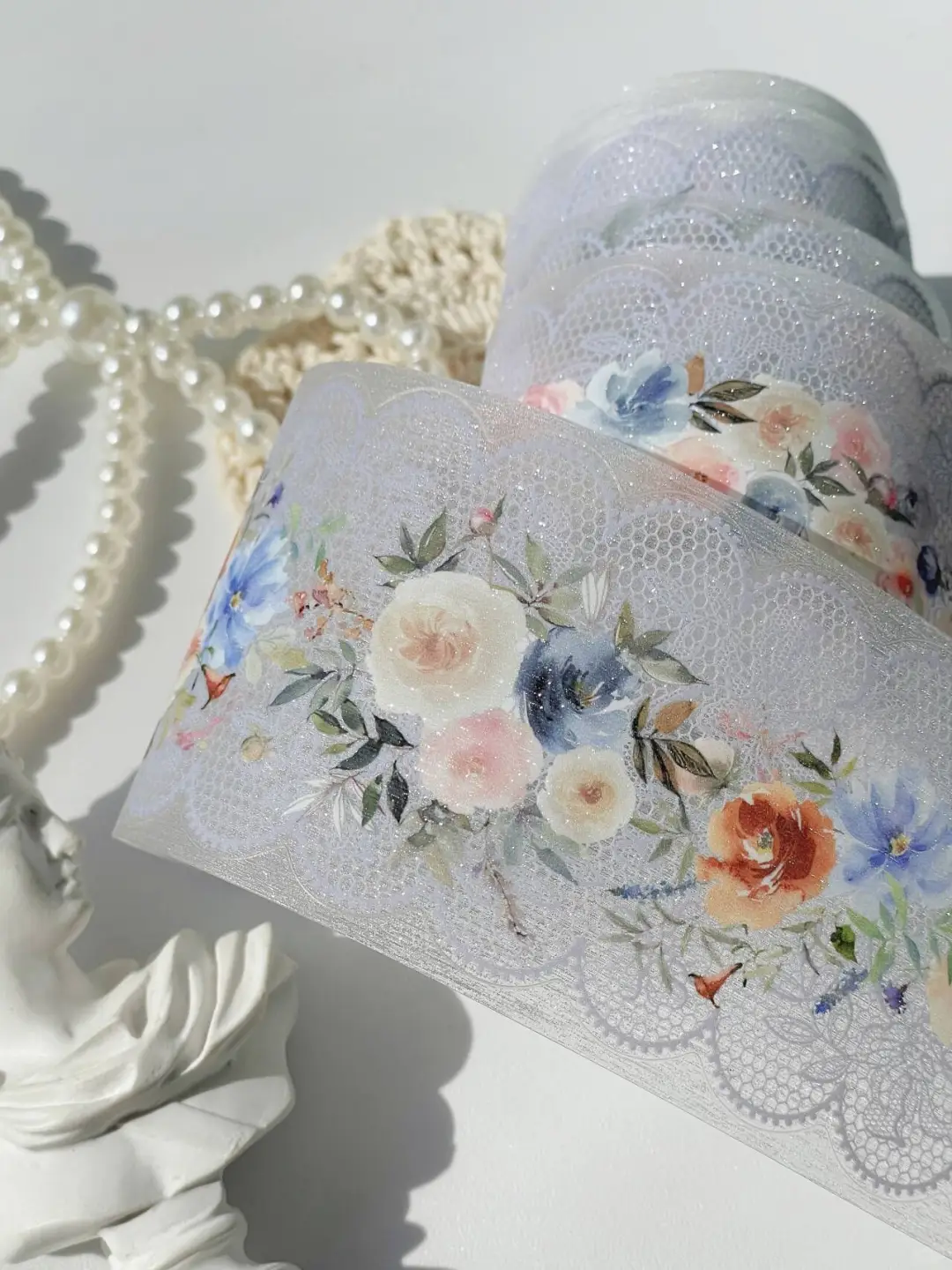 ? 击中少女心！拉丝银覆膜花花蕾丝胶带