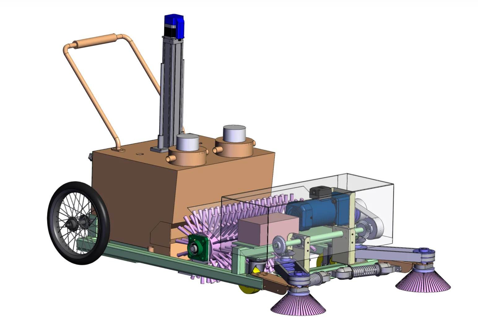 推动式路面垃圾清扫小车solidworks