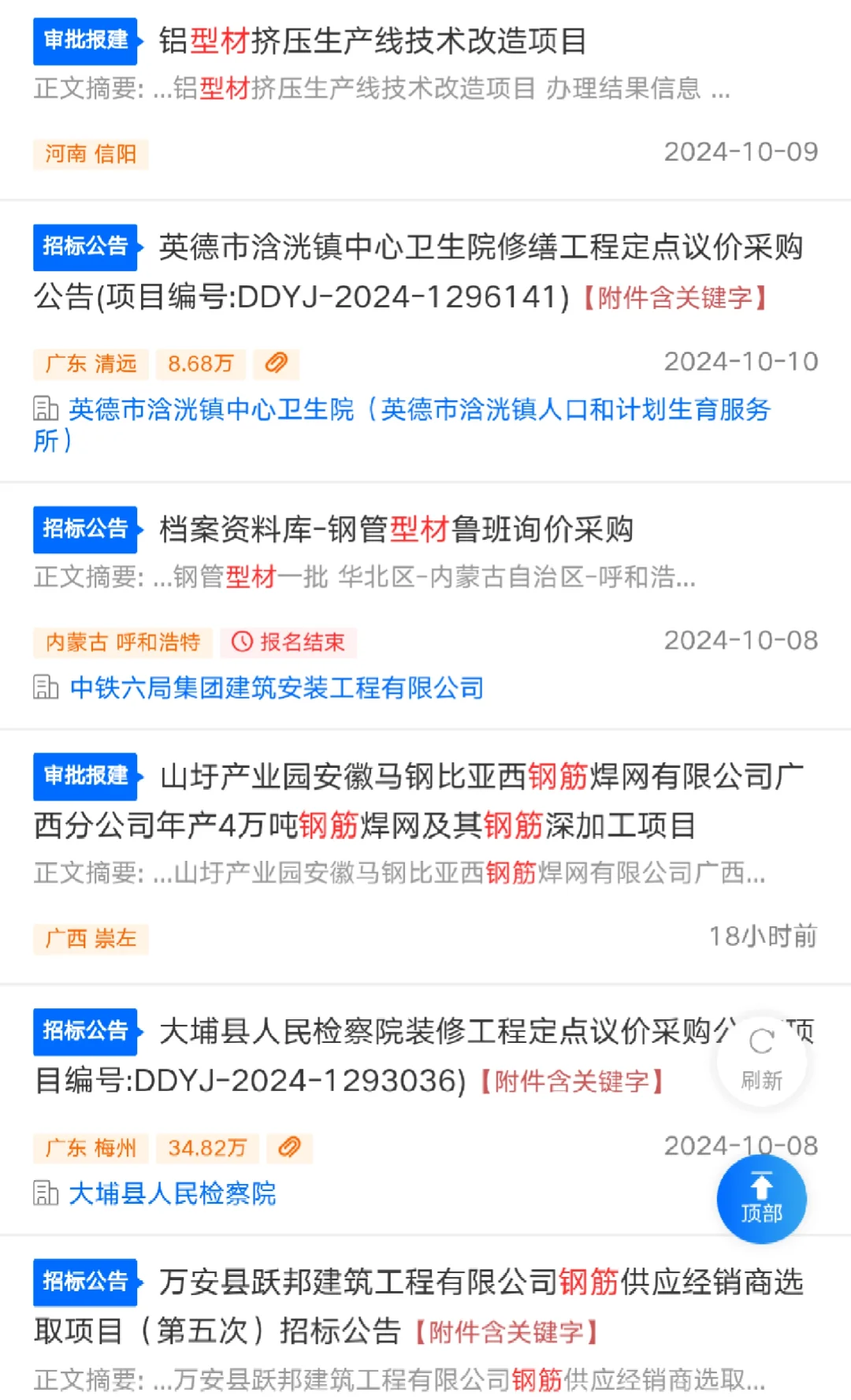 钢材型材 招标采购