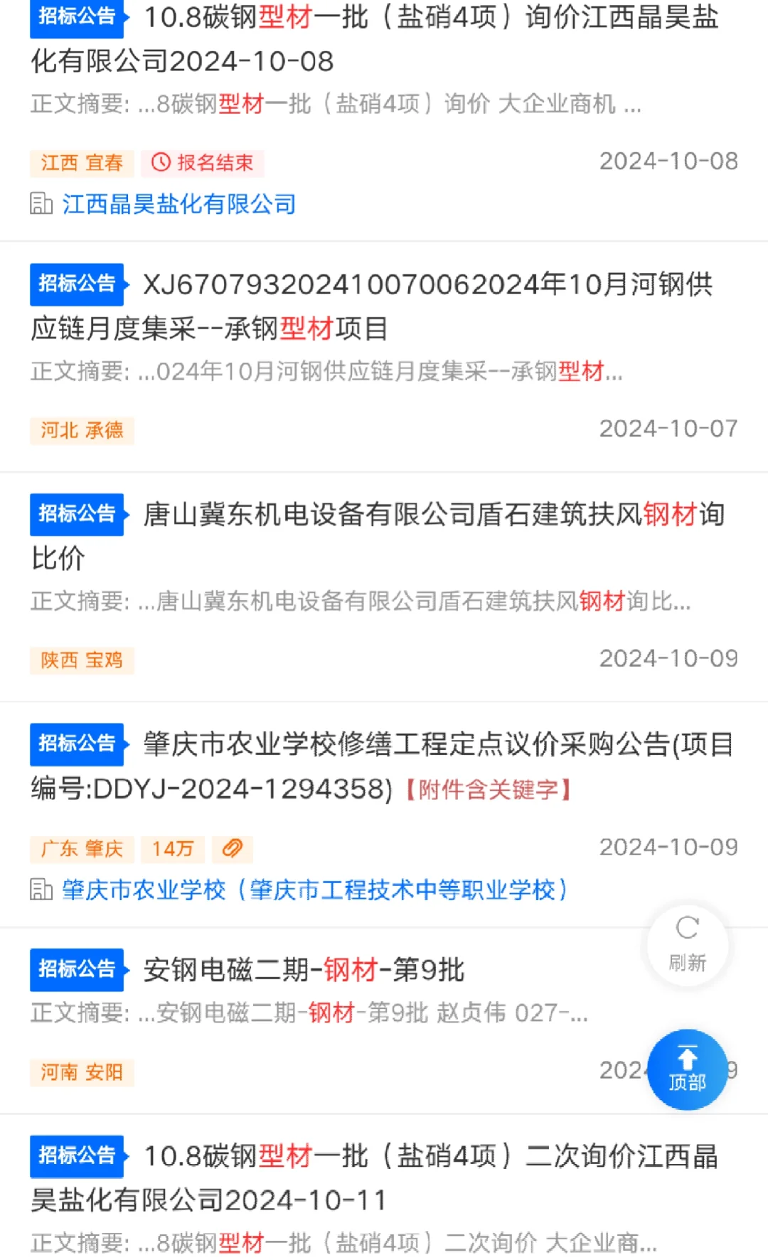 钢材型材 招标采购