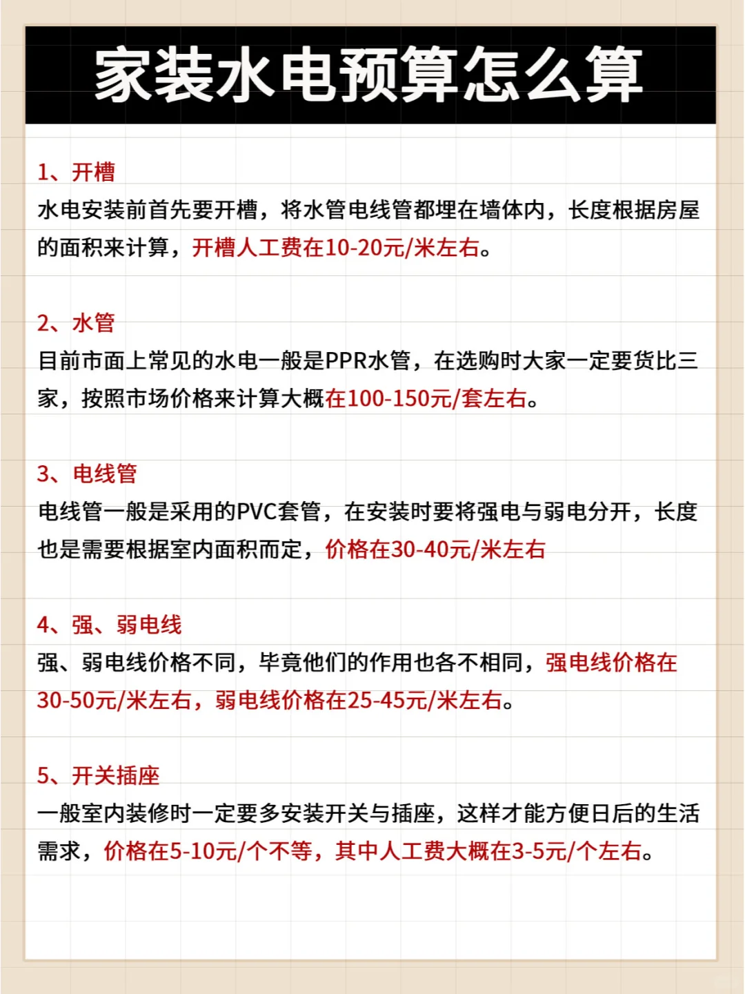 装修家装水电预算怎么算✨家装如何节约成本