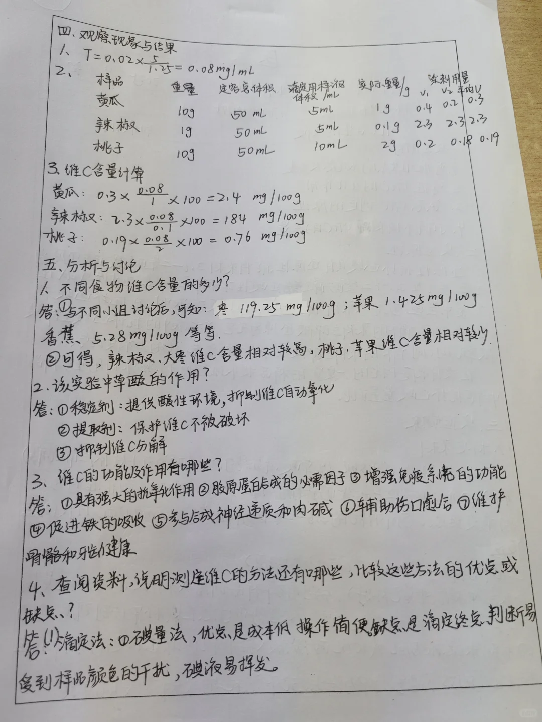 生化—维C含量测定