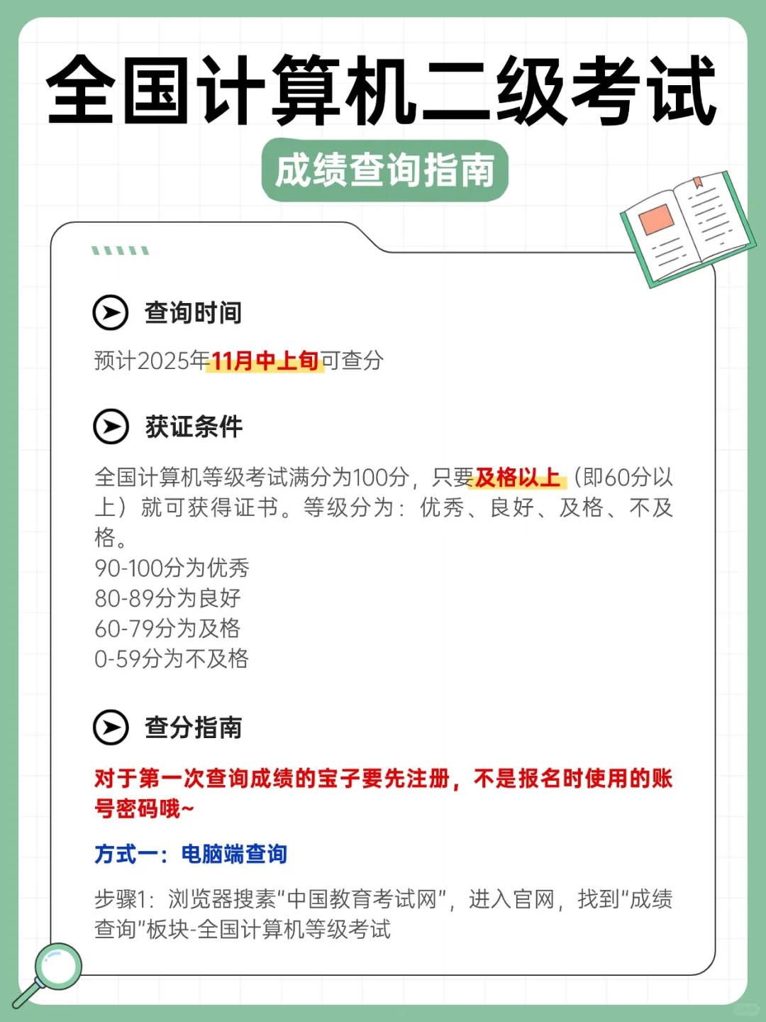 9月计算机二级考试查分时间终于来啦!