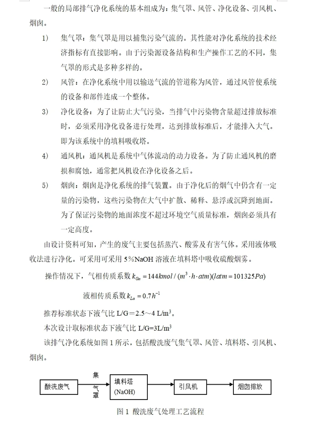 某车间酸洗废气净化系统课程设计