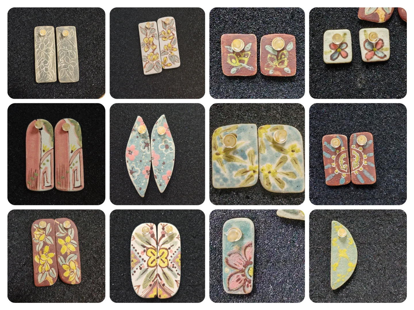 ?原创设计桂花?岩彩系列陶瓷耳饰?