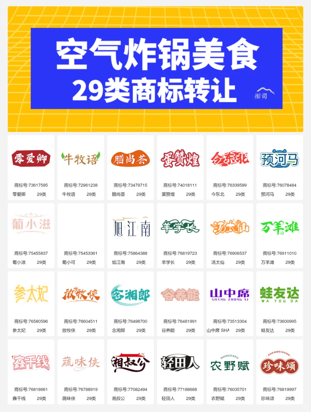 空气炸锅美食 29类速冻食品 鸡块商标转让