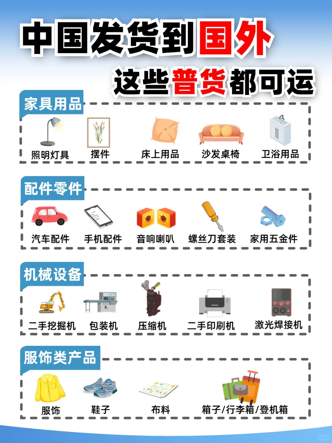 注意❗这些普货都可运❗靠谱货代全程保险