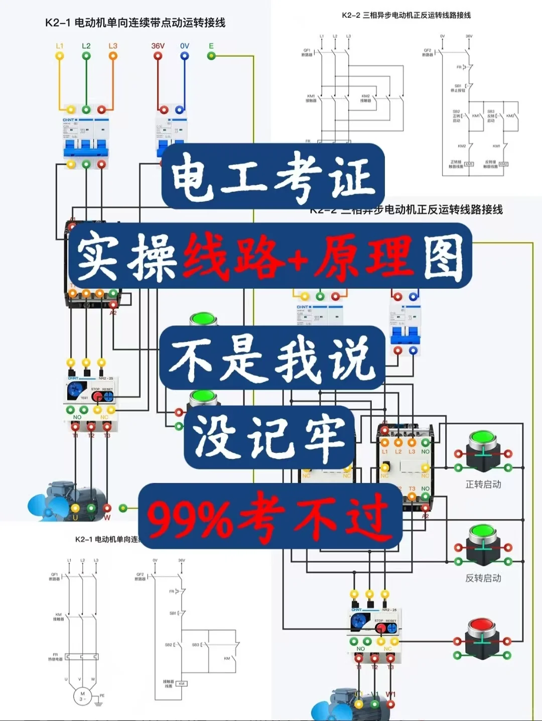 电工考证实操线路+原理图 背过=考过❗