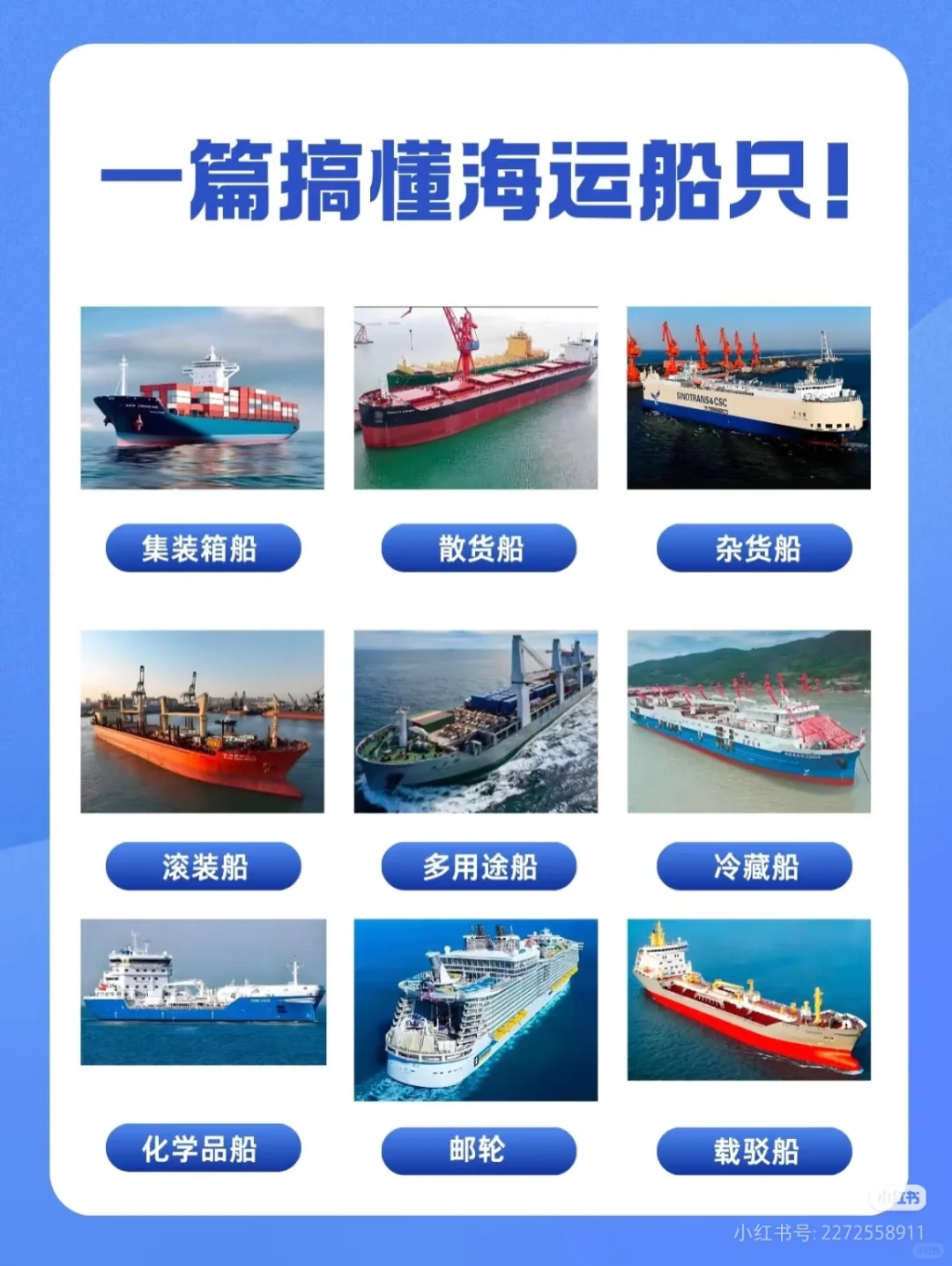 了解不同类型的海运船只！
