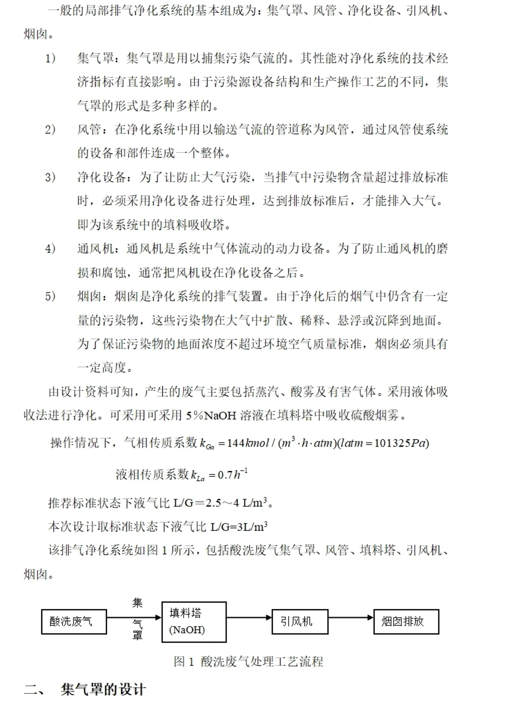 某车间酸洗废气净化系统课程设计