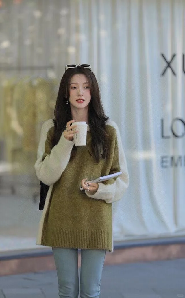 25秋冬新款现货 ｜RA重磅羊驼绒拼色毛衣针织