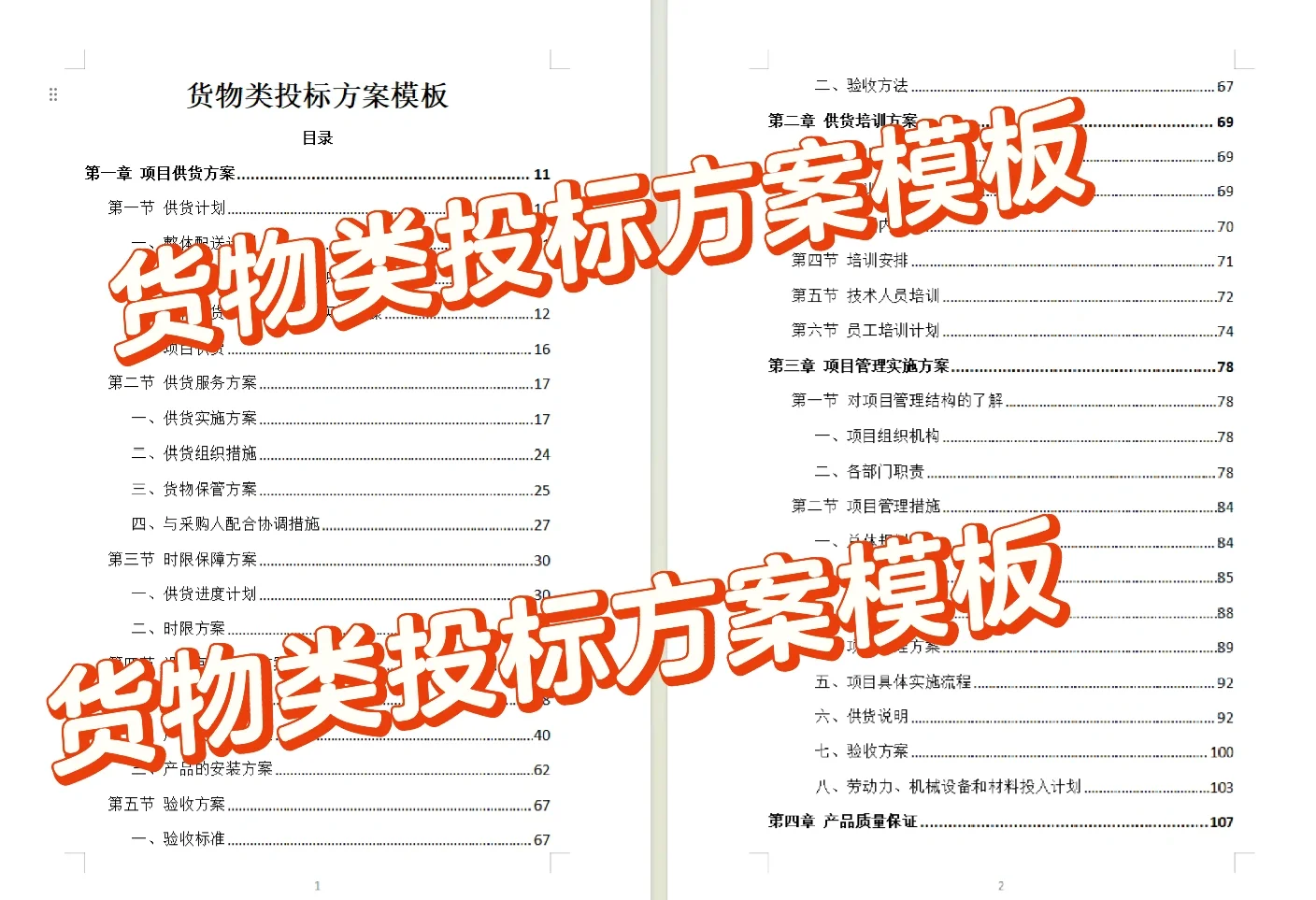 货物类投标方案模板