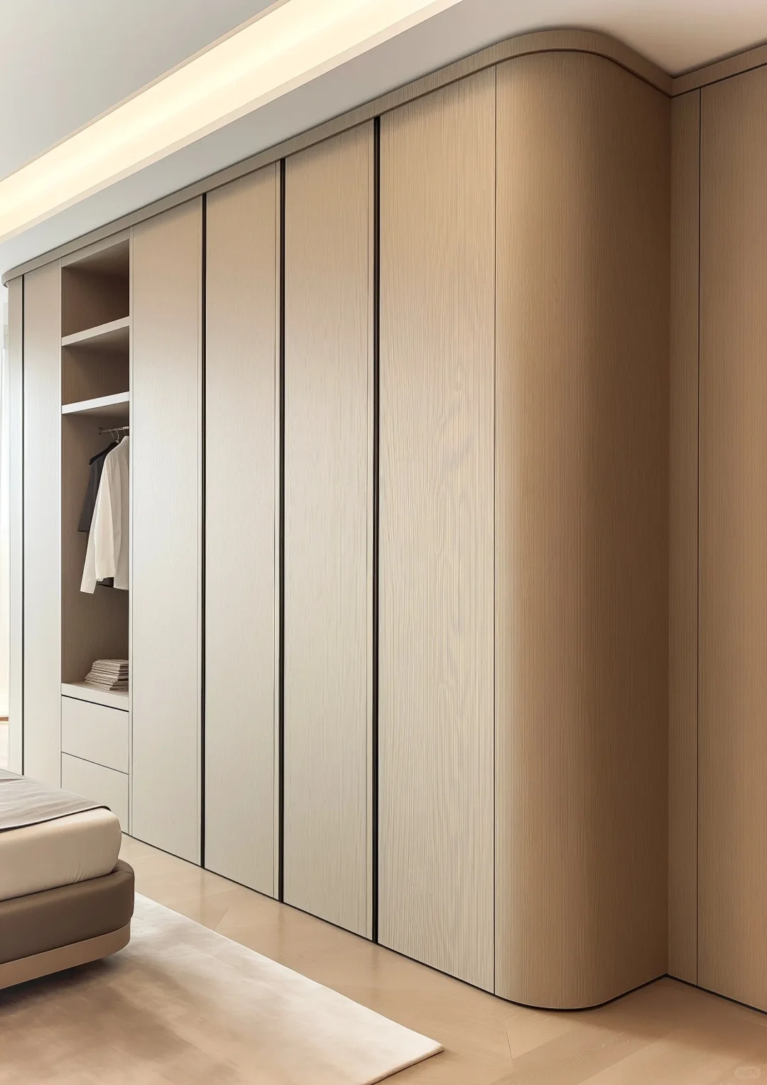 这圆弧衣柜也太丝滑上档次了！