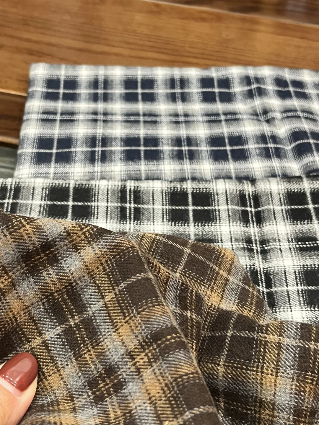 秋冬磨毛日韩系@格子衬衫面料?