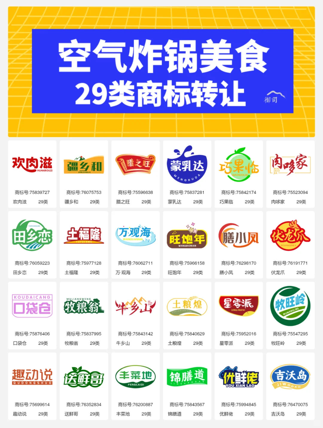 空气炸锅美食 29类速冻食品 鸡块商标转让