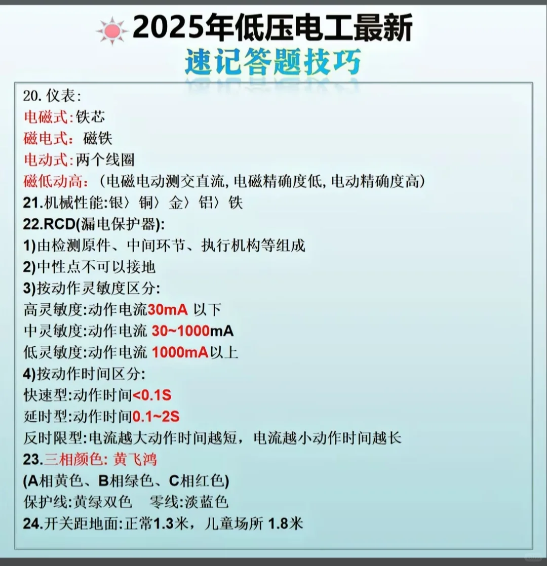 应急厅低压电工证理论知识点总结！