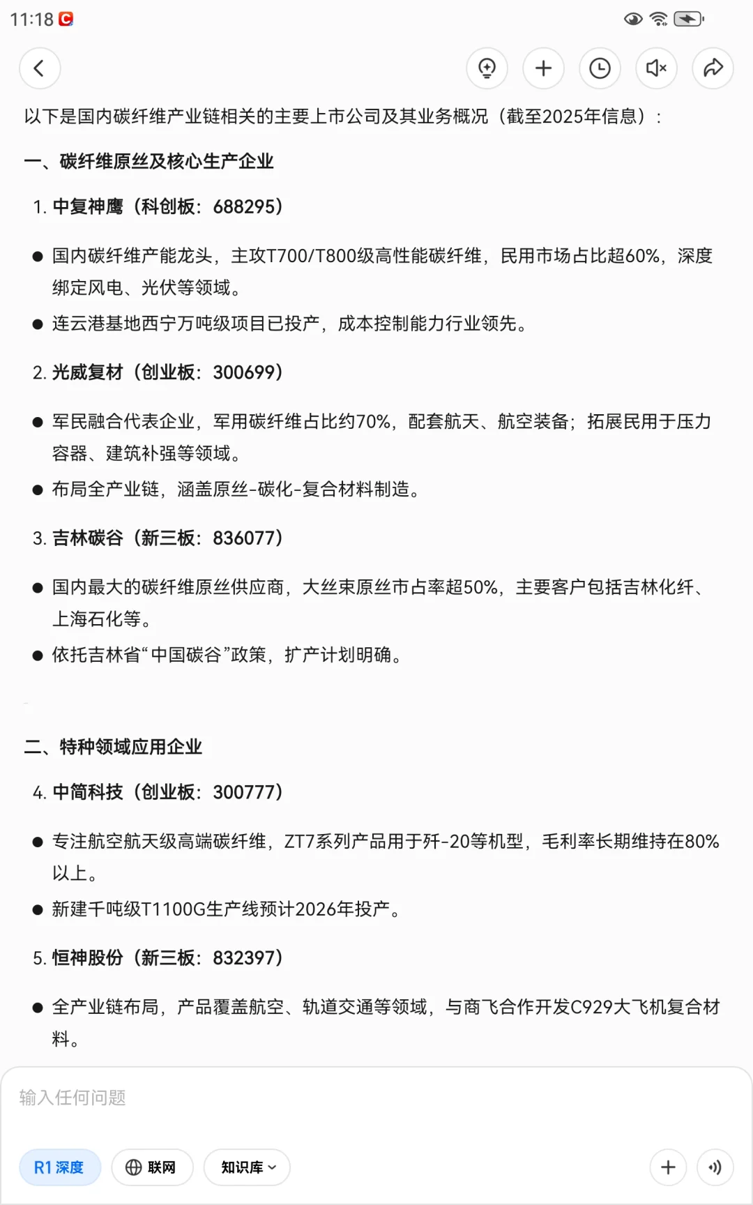 碳纤维相关上市公司