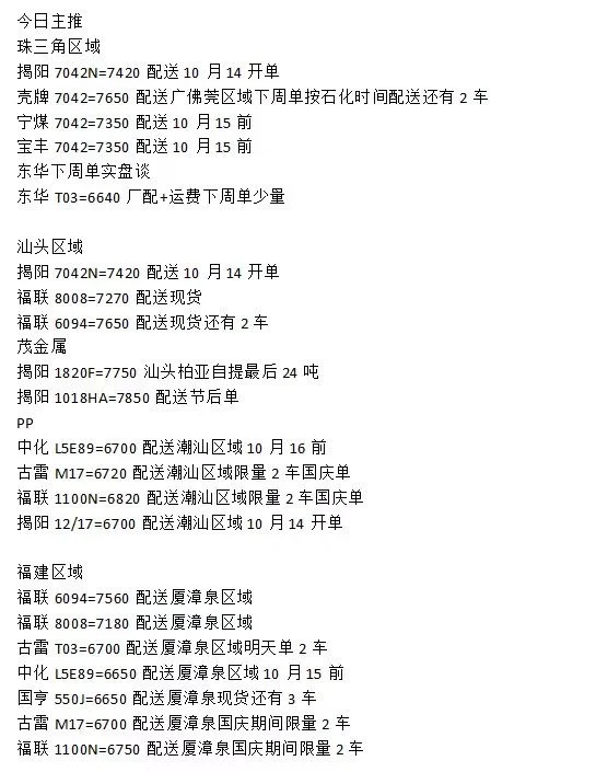 塑料原料今日主推??