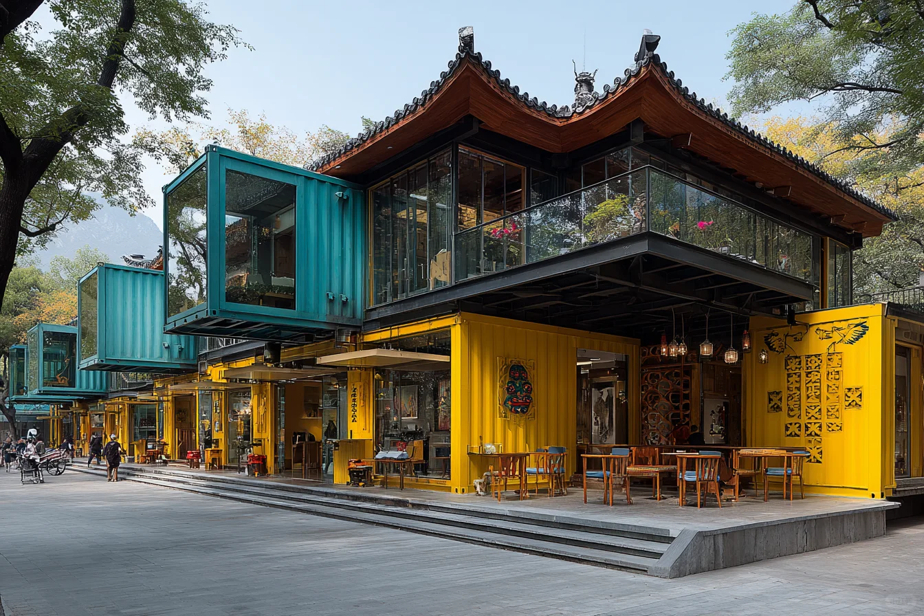 新中式集装箱建筑群，把古今碰撞焊在街头了