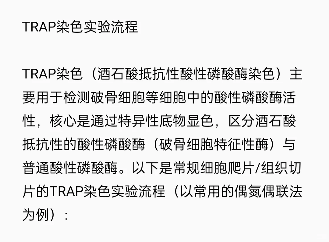TRAP染色实验流程